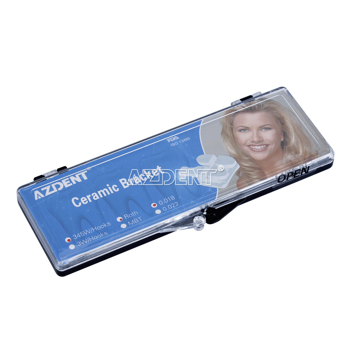 AZDENT Dental Orthodontic Ceramic Braces Bracket Roth MBT 0.018/.022 Hooks 3-4-5