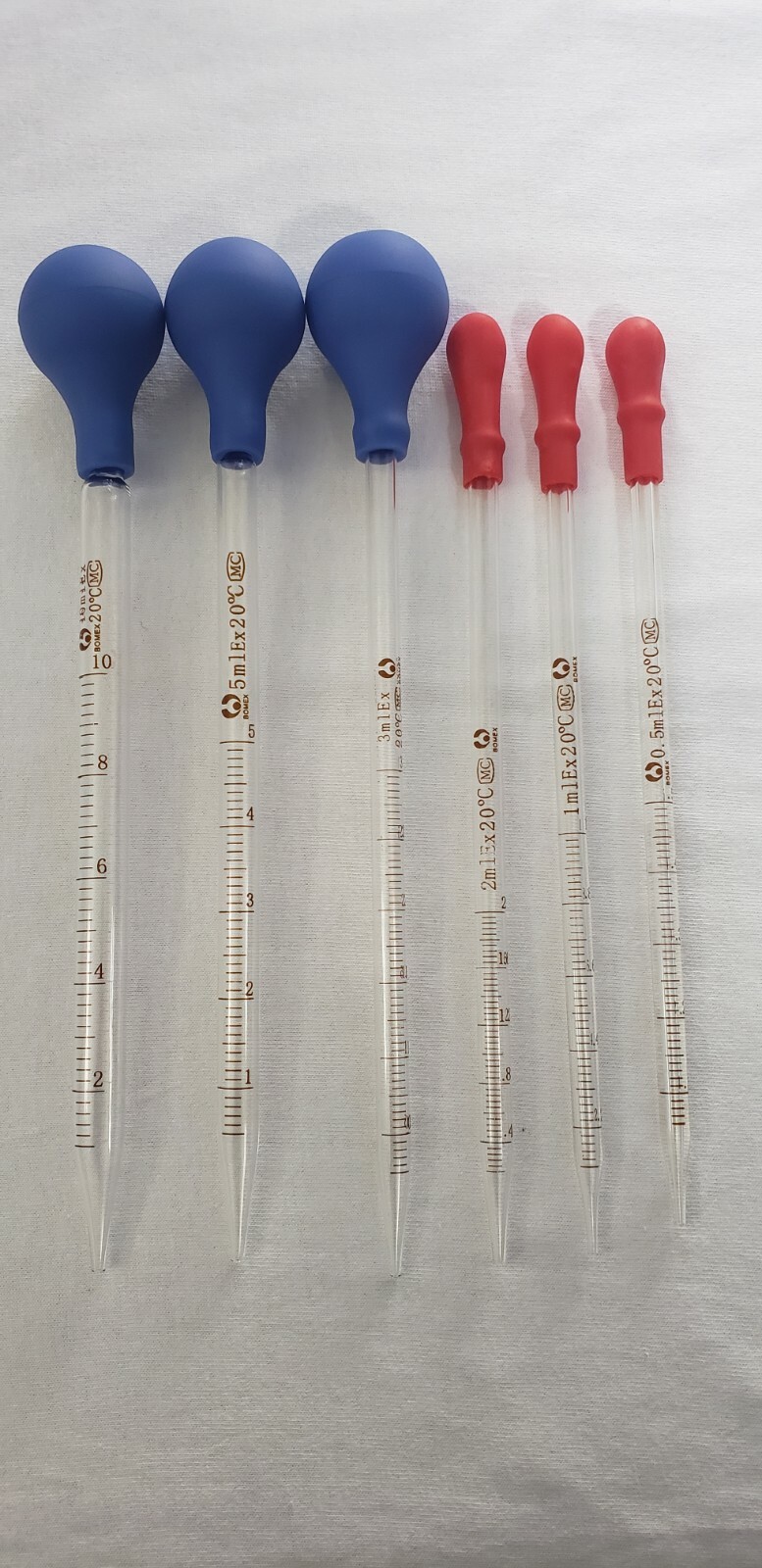 Set of 6 Glass Graduated Lab Pipette Droppers for Liquid & Oil 0.5/1/2/3/5/10ml