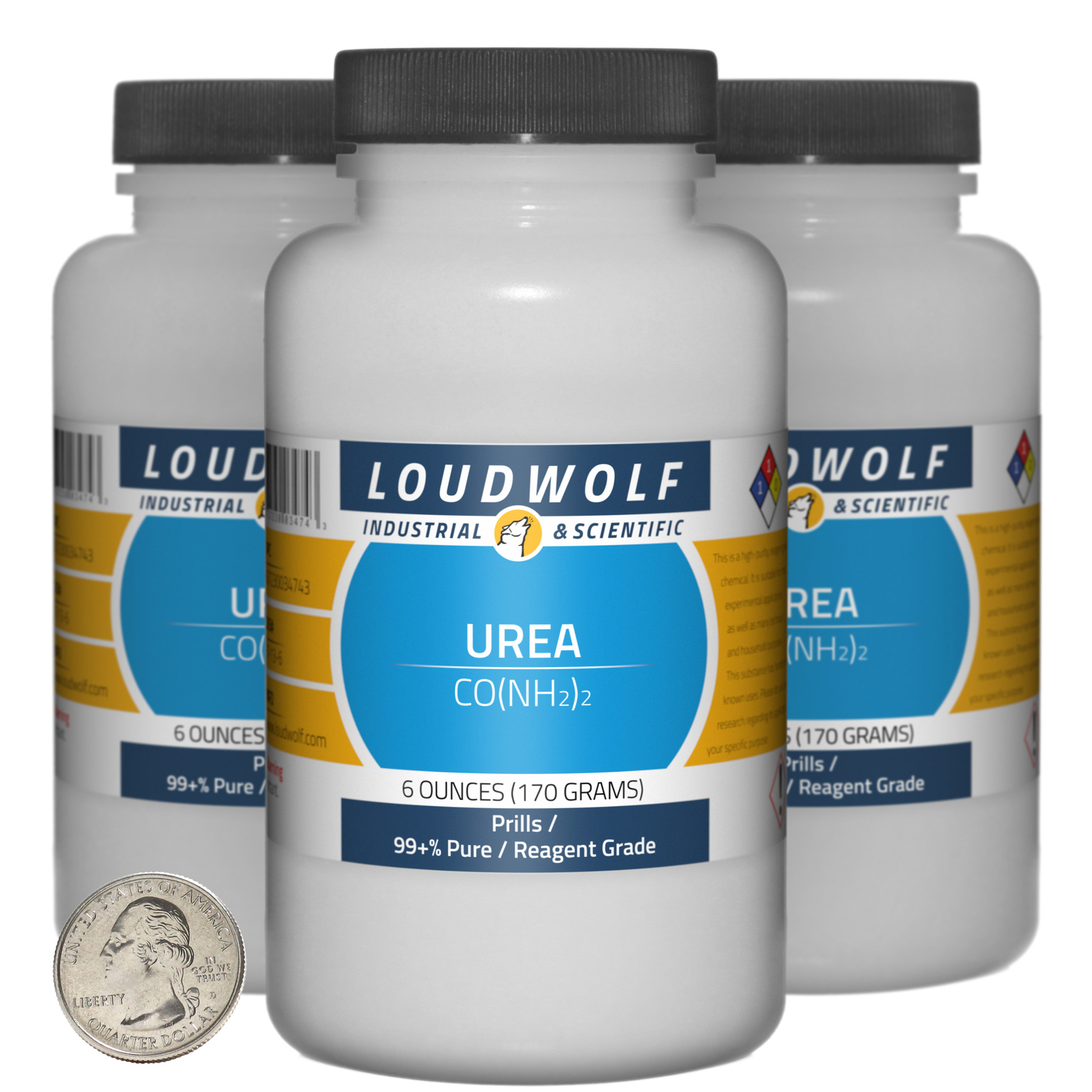 Urea / 1.1 Pounds / 3 Bottles / 99+% Pure Reagent Grade / Prills / USA