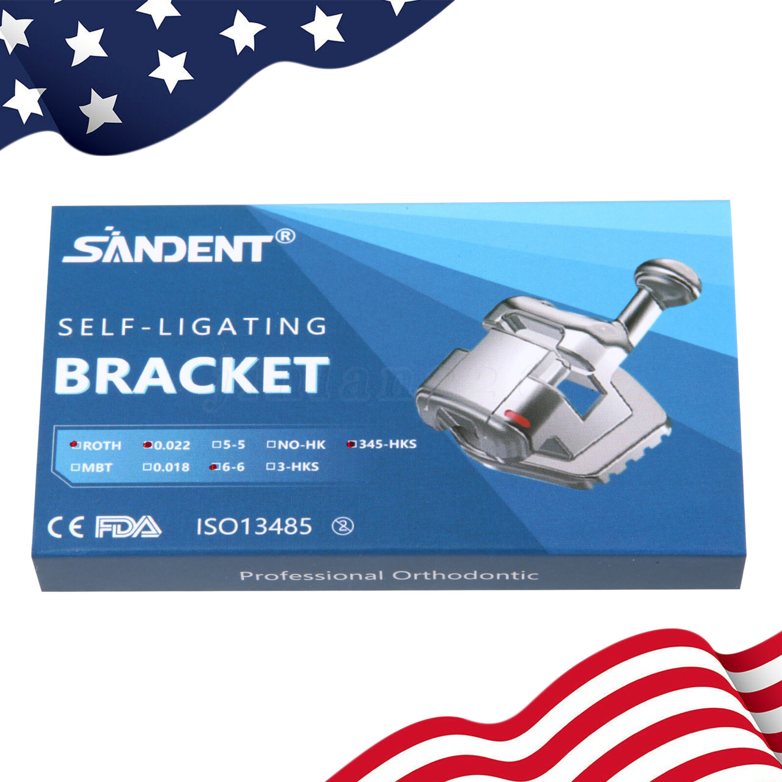Orthodontic Metal Self-Ligating Bracket Roth 022 345Hook Dental Mini Brace