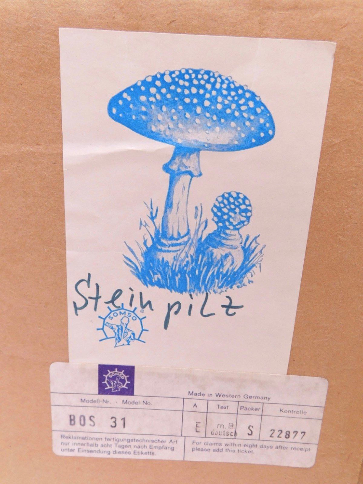 VTG SOMSO Steinpilz Mushroom Educational Model Germany Herrenpilz Stone w Box