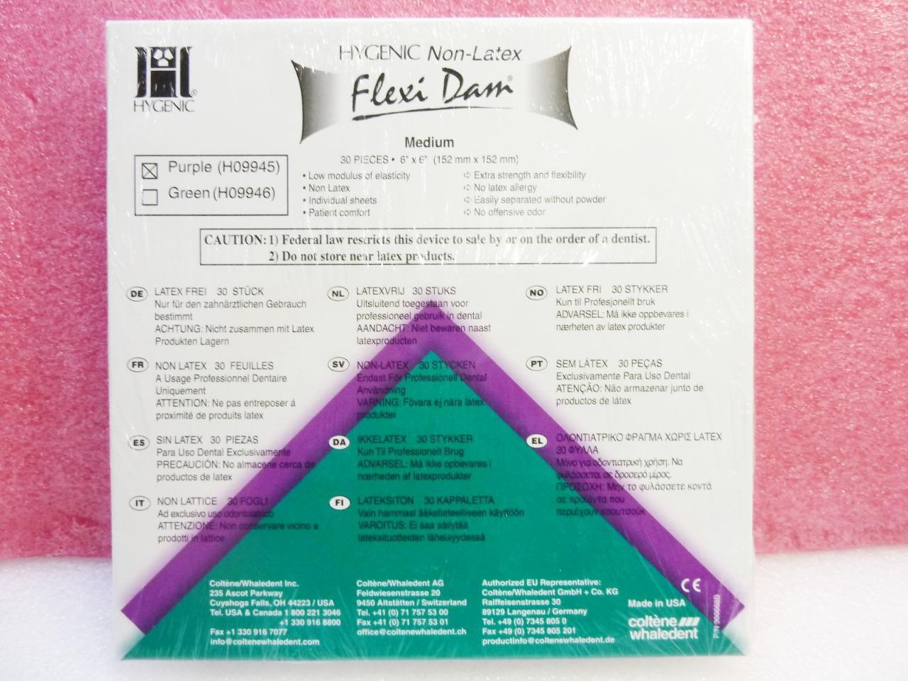 Coltene Hygenic Flexi 6 x 6″ Medium Unscented Non-Latex Violet Dental Dam 30/Box