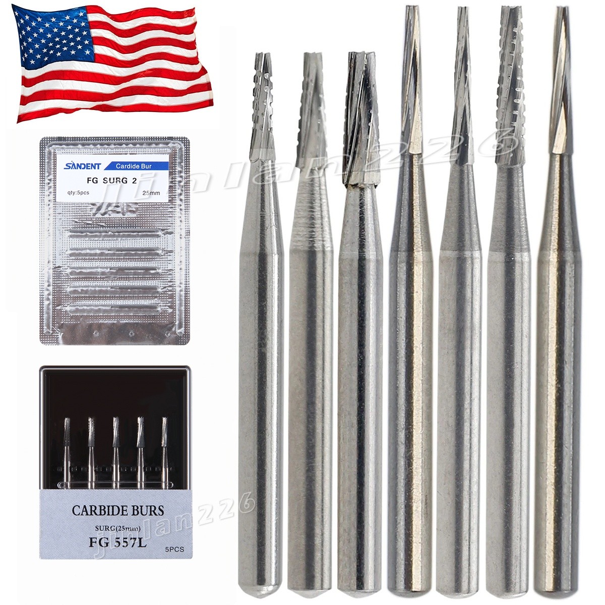 Dental Surgical Carbide Bur FG Flat End Tapered Fissure CrossCut