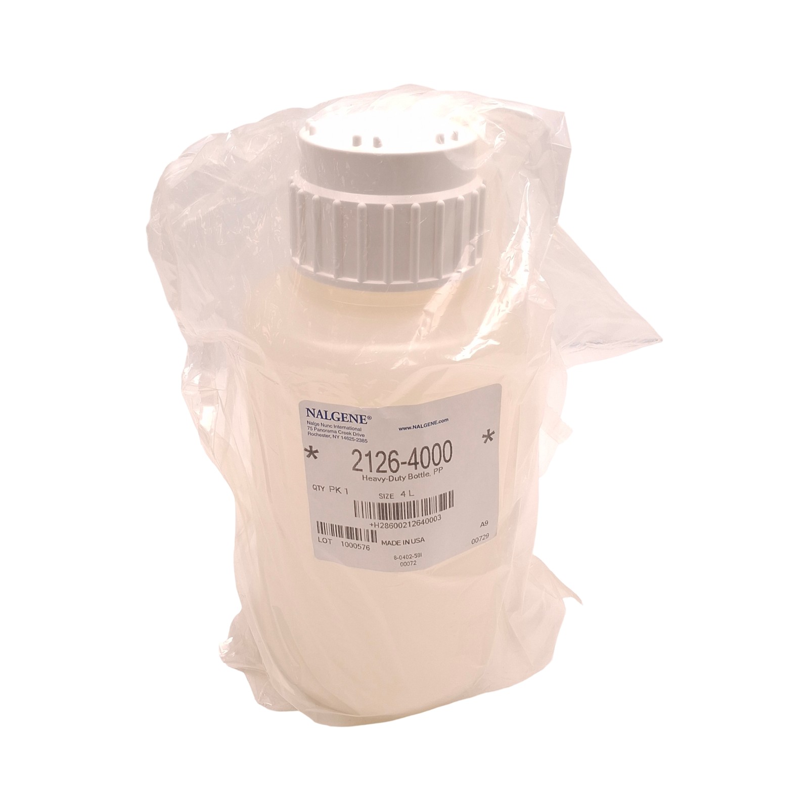 Nalgene 2126-4000 Heavy Duty Bottle, Polypropylene, 4000mL/ 4L, 83B Joint Neck