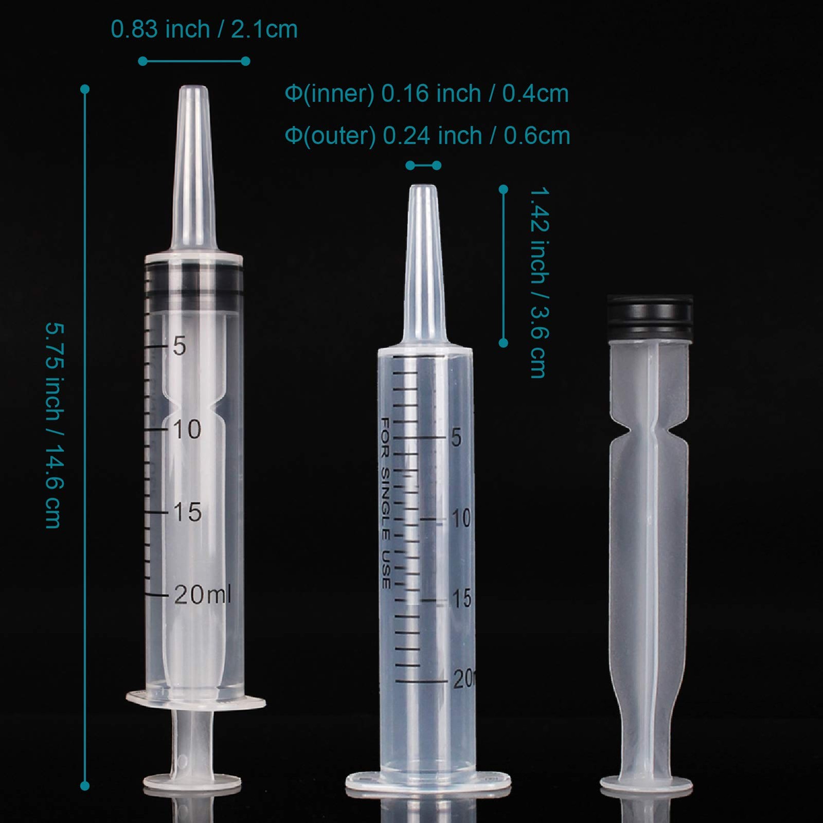 6 Pack 20 mL and 60 Plastic Liquid Dispensing Syringes 20+60ML, 20+60ml