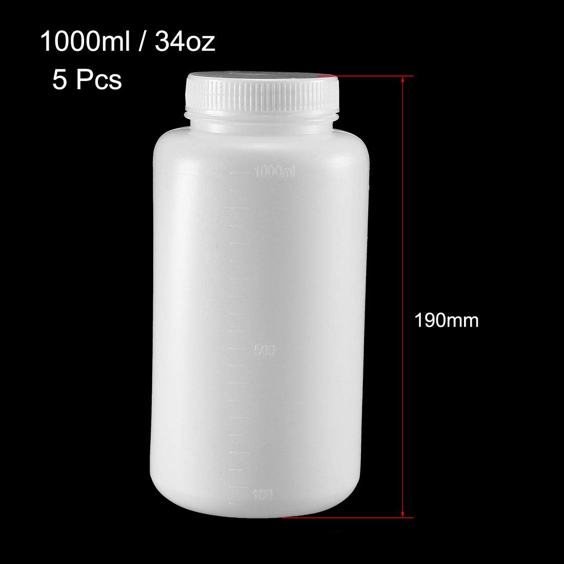 uxcell Plastic Lab Chemical Reagent Bottle 1000ml/34oz Wide Mouth Sample Sealing