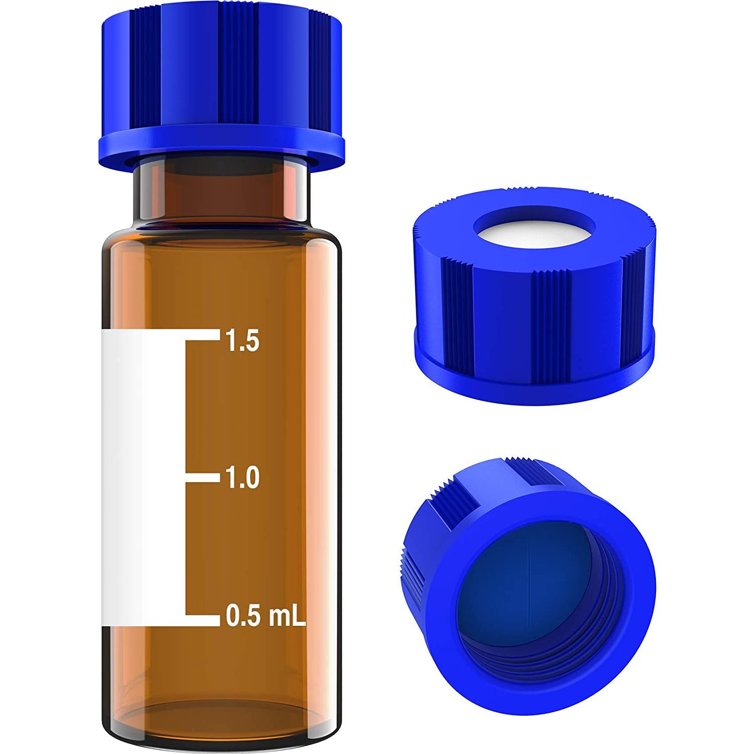 2ml HPLC,Lab Autosampler Vial,Amber/Clear|Screw Cap9-425Pre-Slit Blue PTFE Septa
