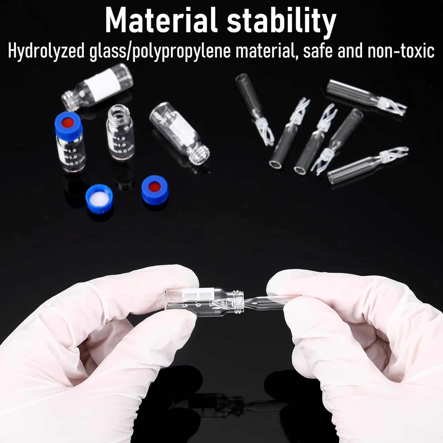 100PCS 2ml HPLC Autosampler Clear/Amber Vials 9-425 Screw Cap Vial Inserts 250uL