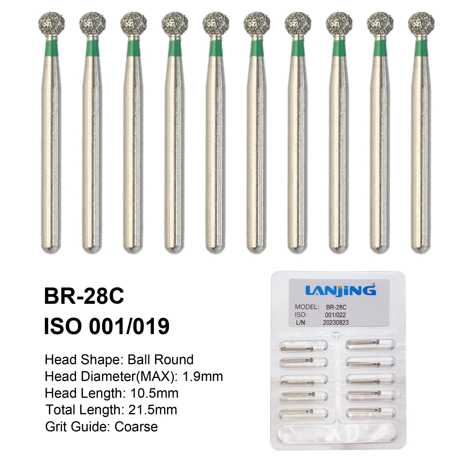 Dental Burs Diamond FG Round End Taper Football Flame Long Round Pear High Speed