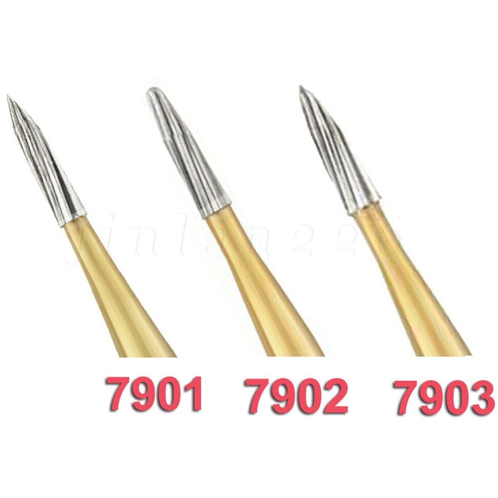 10x Dental Trimming Finishing Polishing Gold Carbide Bur High Speed FG 1.6mm