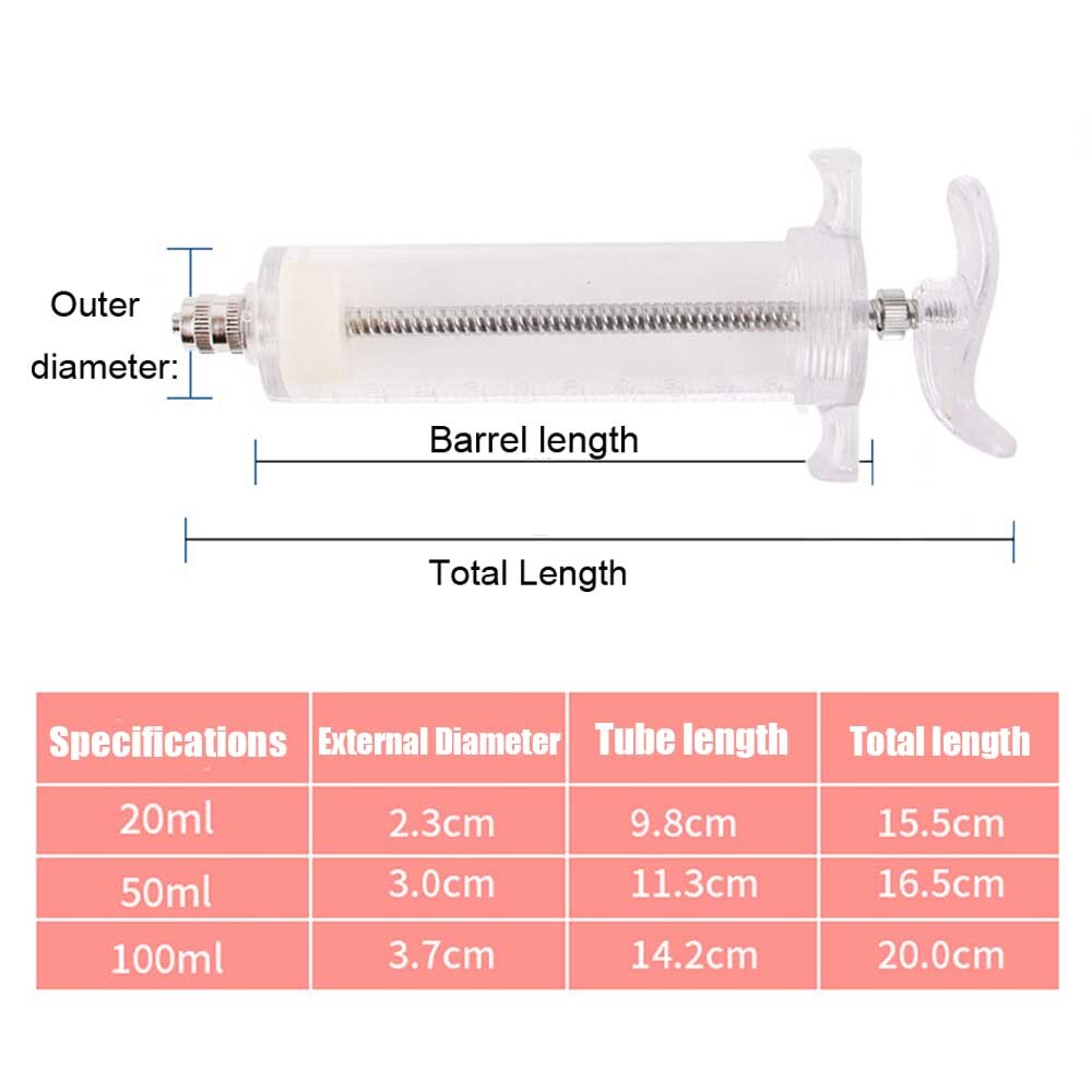 1/2/3/4PCS 20/50/100ml Reusable Veterinary Syringe for Livestock Supply Tool USA