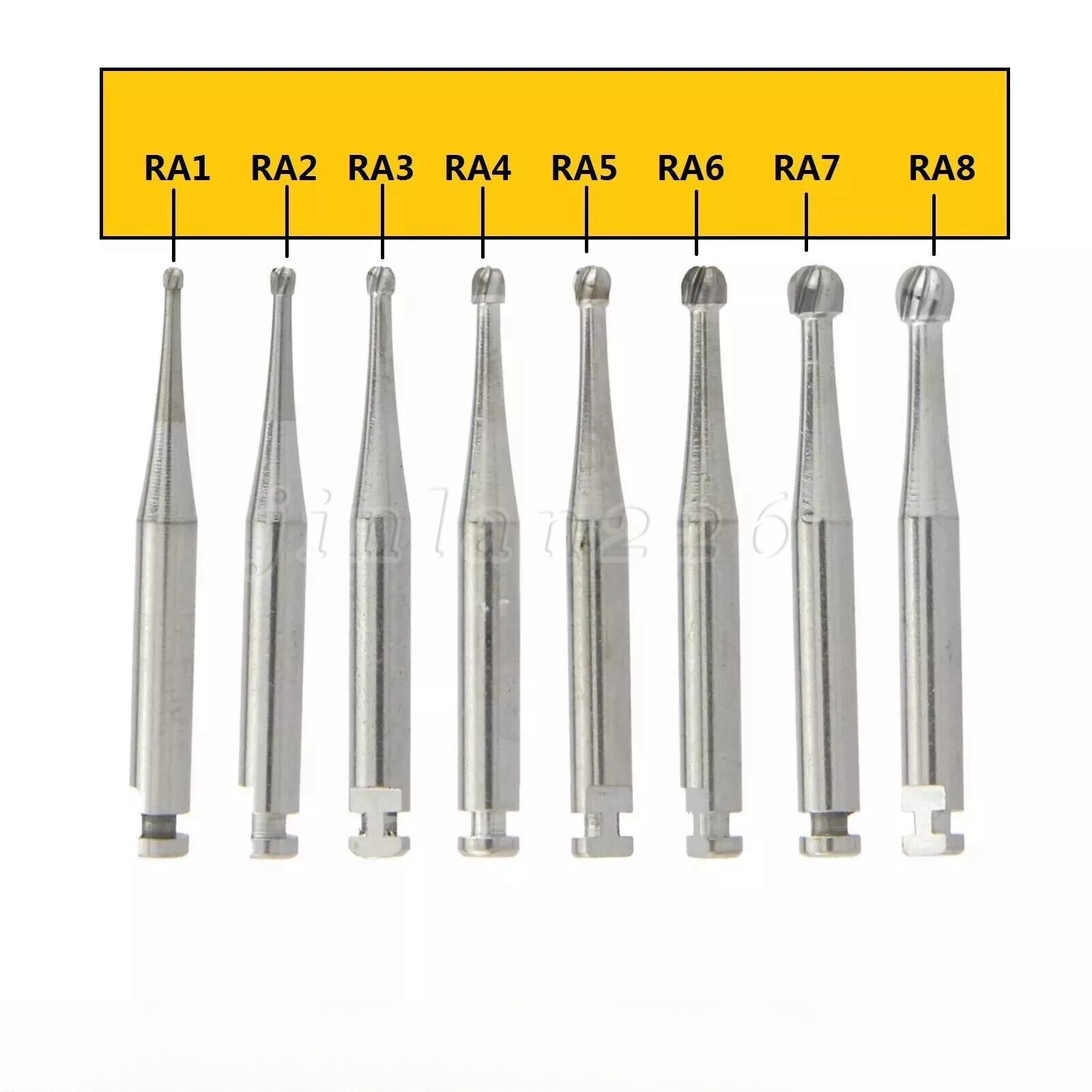 5 Pcs/Pack Dental RA Round Carbide Bur For Slow Speed Latch Type RA 1#-8# USA