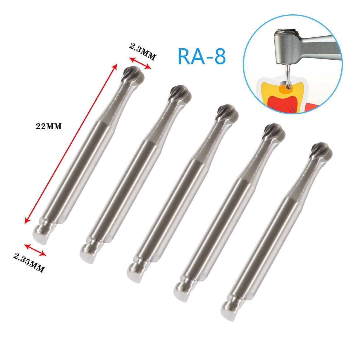 Dental Round Latch Carbide Bur RA 1 2 3 4 5 6 7 8 For Slow Speed 5Pcs/Box
