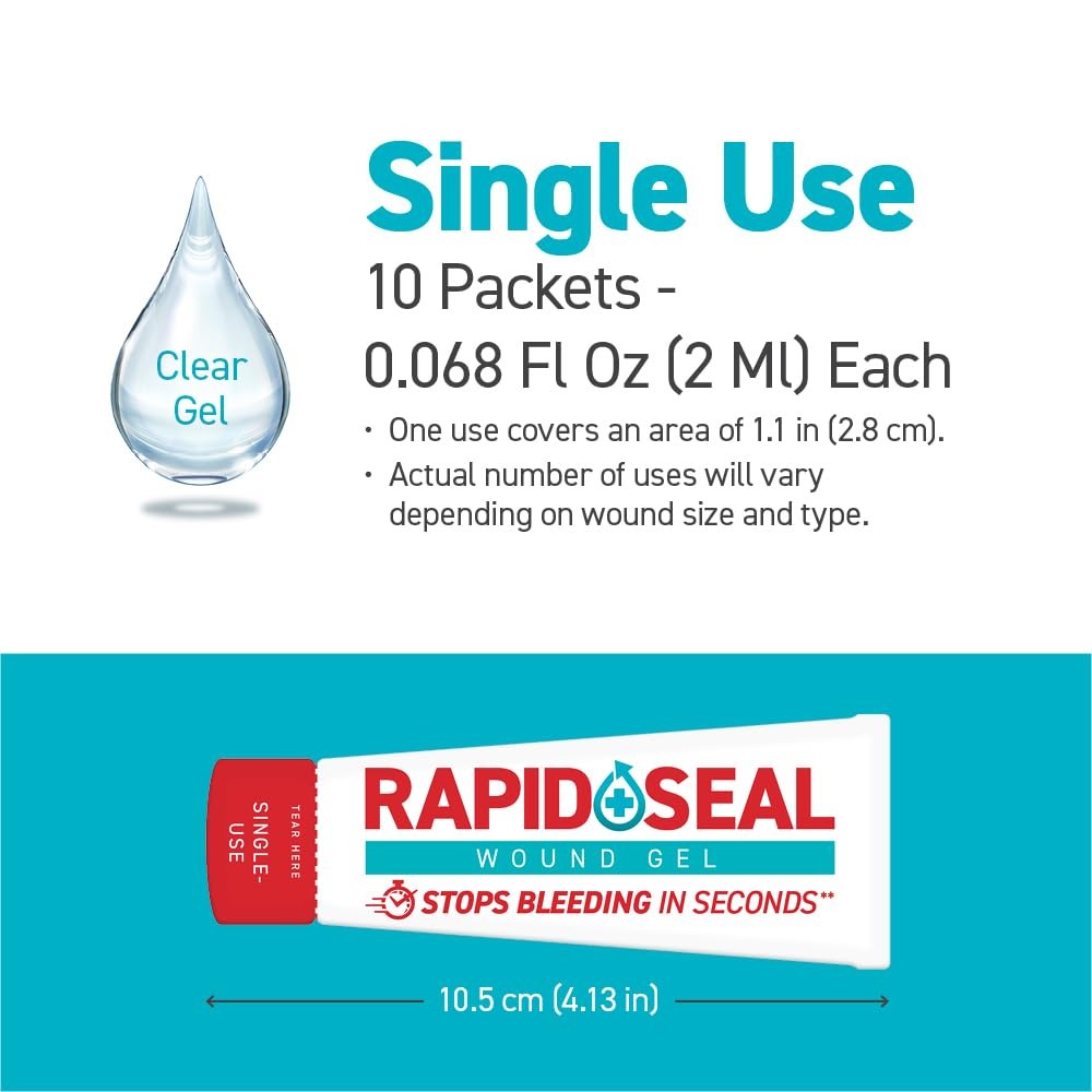 Rapid-Seal Wound Gel Single Use Packets 10ct | Stops Bleeding in 10 Count