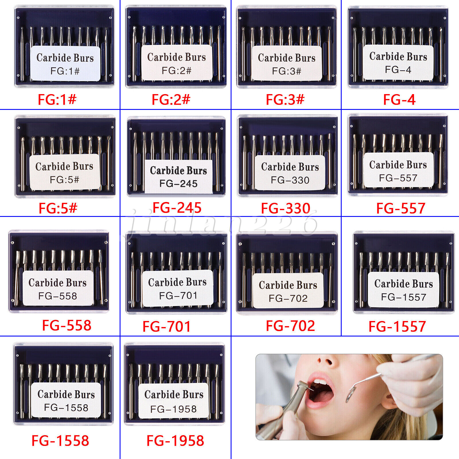 Dental Tungsten Carbide Tungsten Steel Burs for High Speed Handpiece