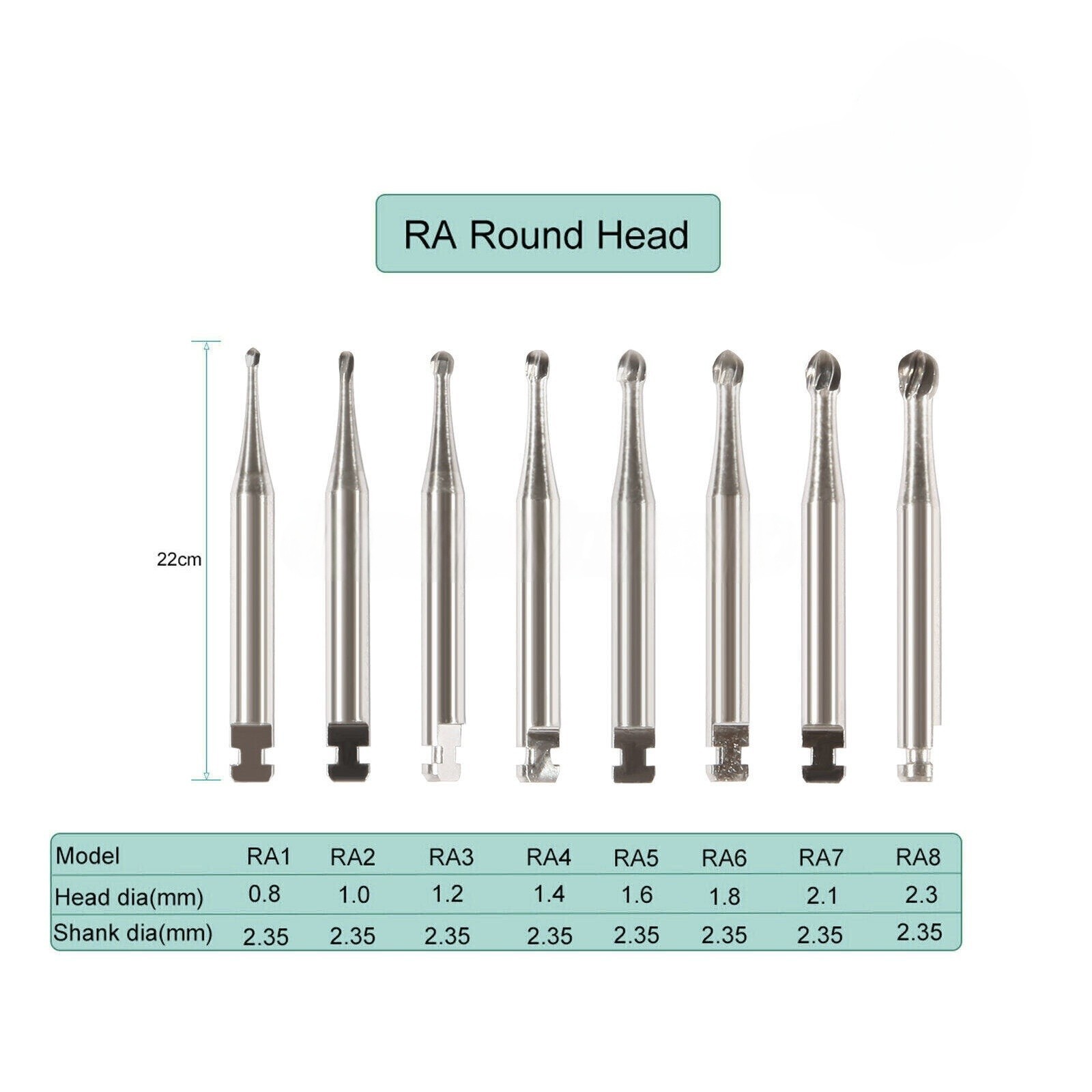 Dental Round Latch Carbide Bur RA 1 2 3 4 5 6 7 8 For Slow Speed 5Pcs/Box