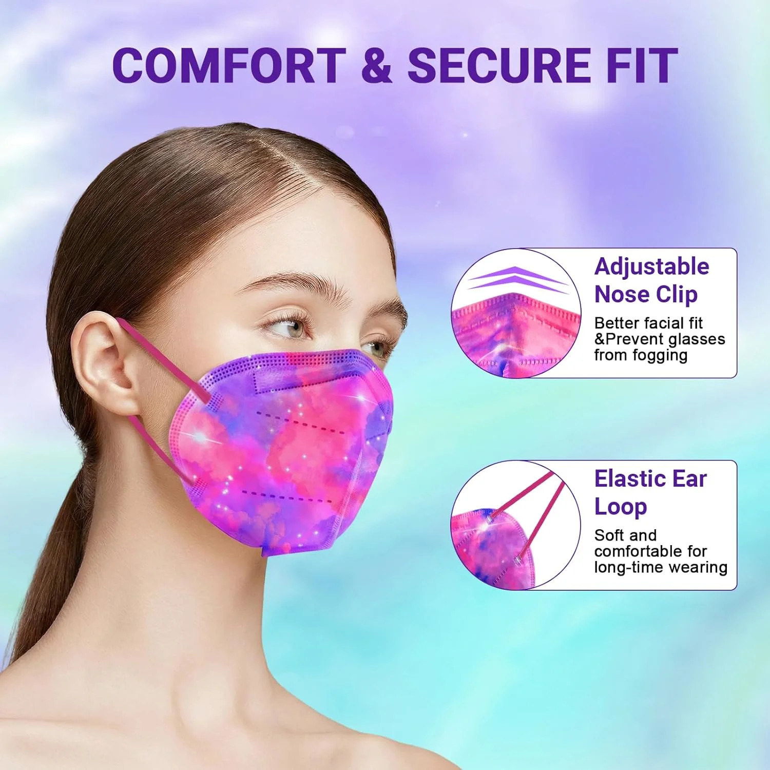 Rasav KN95 Face Masks, Comfortable 5 Layer Cup Dust Safety Mask, Muti-colored De