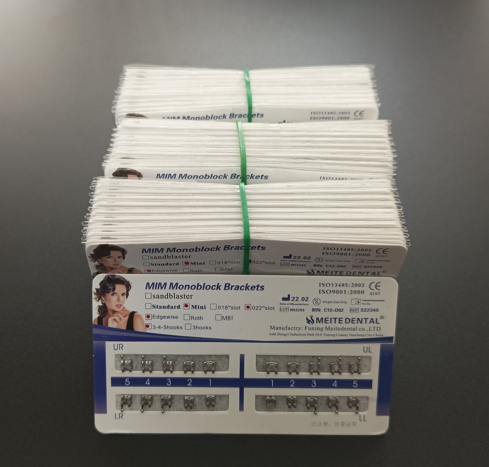 50x Dental Orthodontic MIM Monoblock Brackets Mini Edgewise 022 345 hk Mesh Base