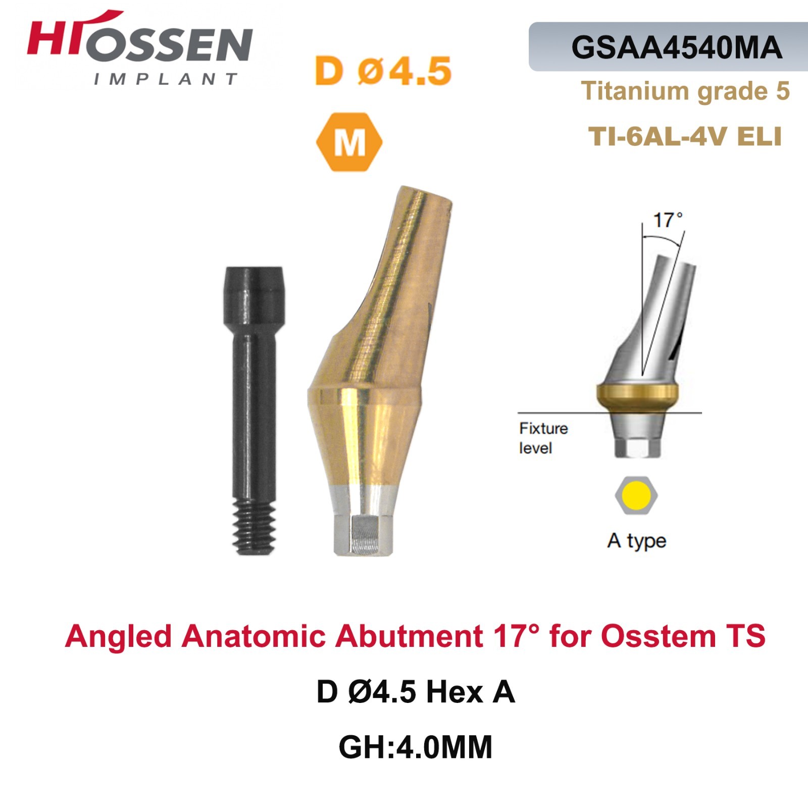US 17° Angulated Abutment Mini/Regular Hex A/B Transfer Fit Osstem TS/Hiossen ET