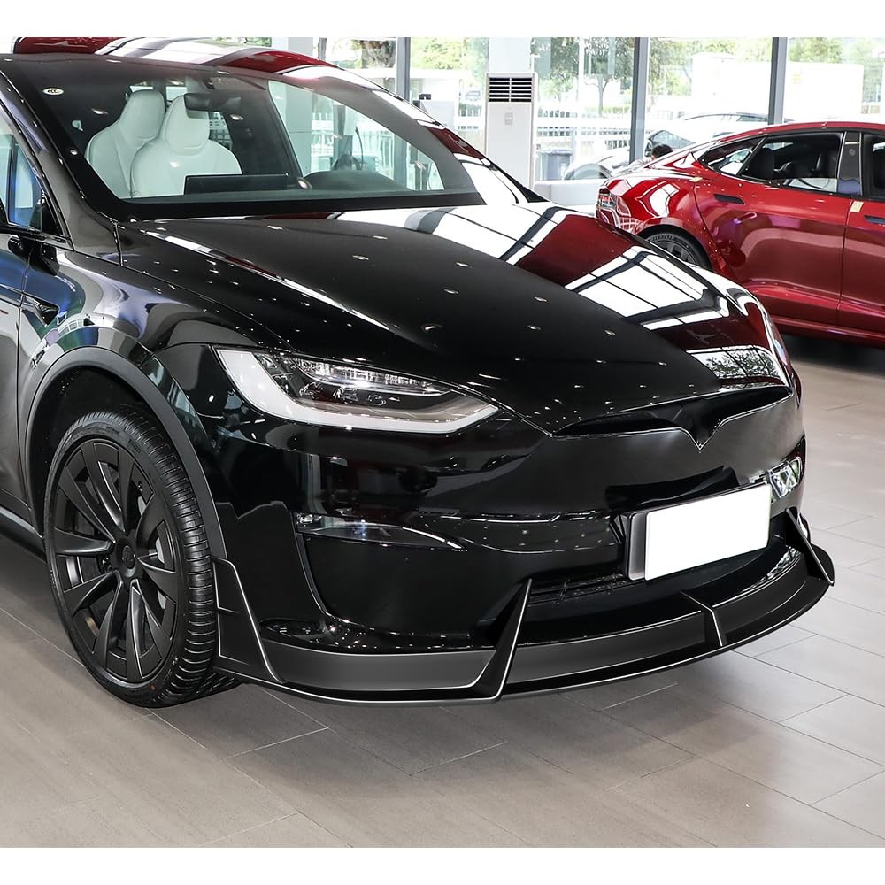 6PCS Front Lip & Rear Spoiler for Tesla Model X 2022-2025 Carbon Fiber ABS Black