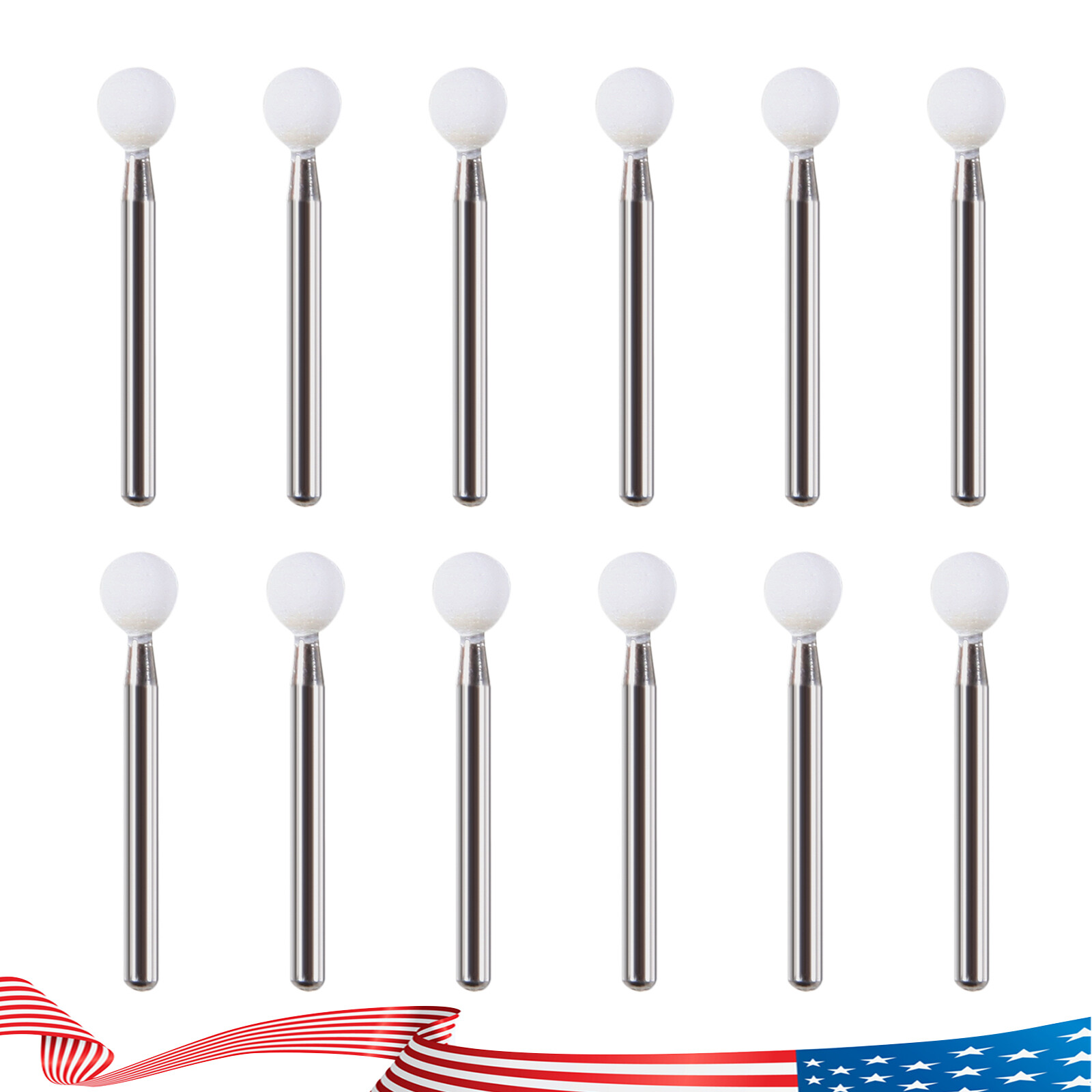 12X Dental White Stone Porcelain Handpiece Polishing Burs High Speed Drill