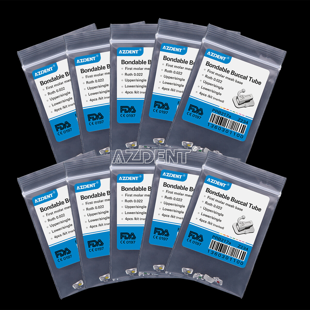 AZDENT Dental Ortho Single Bondable Buccal Tubes 1st/2nd Molar Roth/MBT 022
