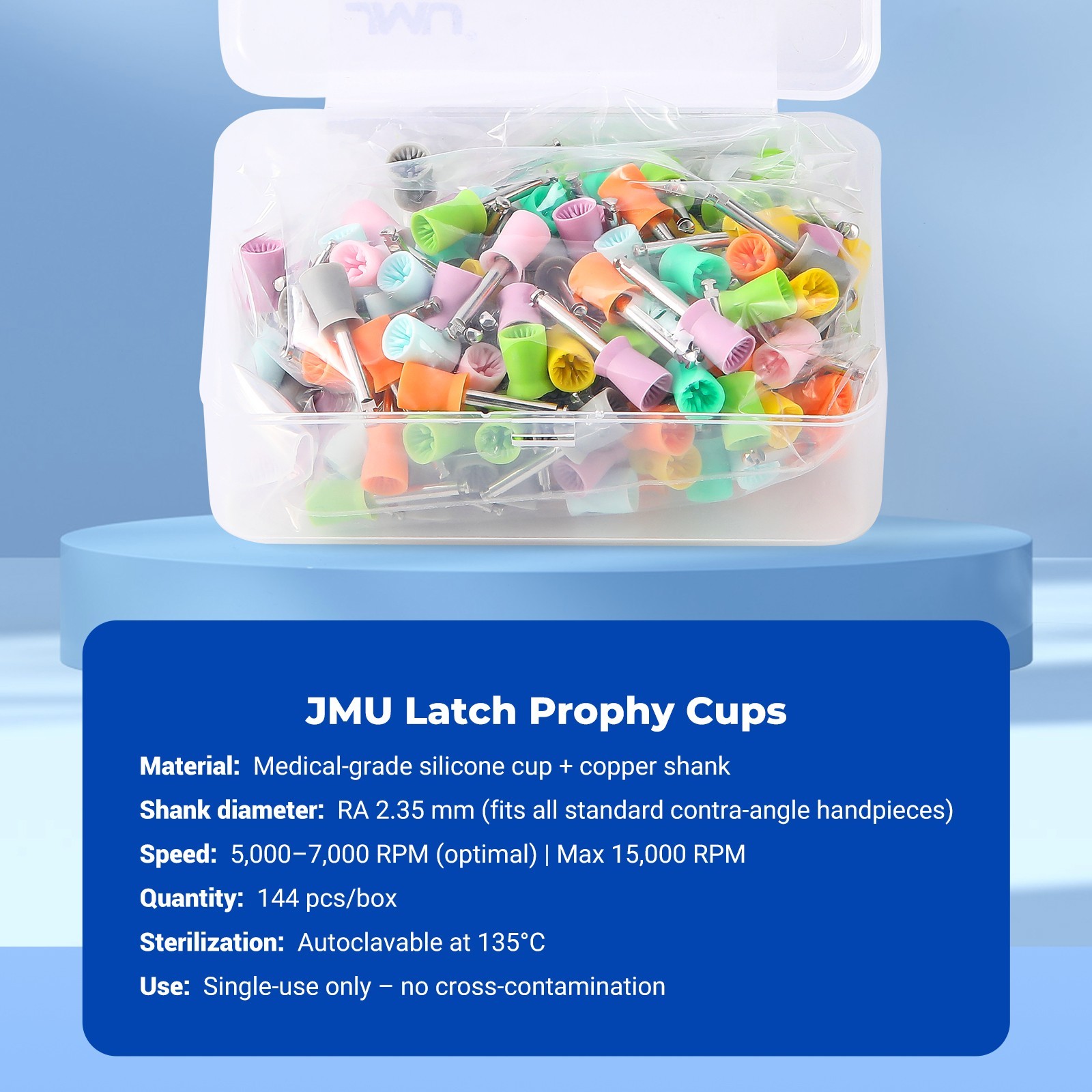 JMU Dental Prophy Cups Latch / Screw Type Four Pages Soft Polishing Cup 144pcs