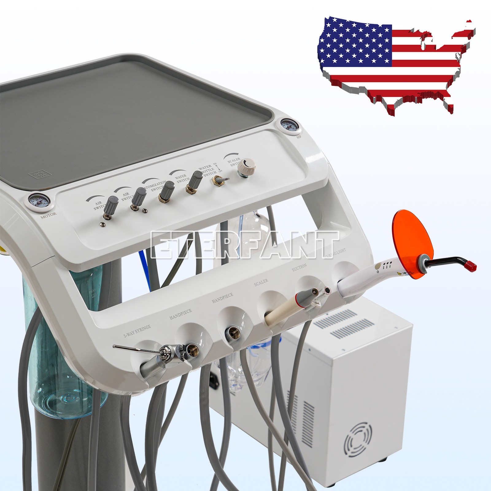 Dental Portable Mobile Delivery Unit 4 Holes with Air Compressor Suction System
