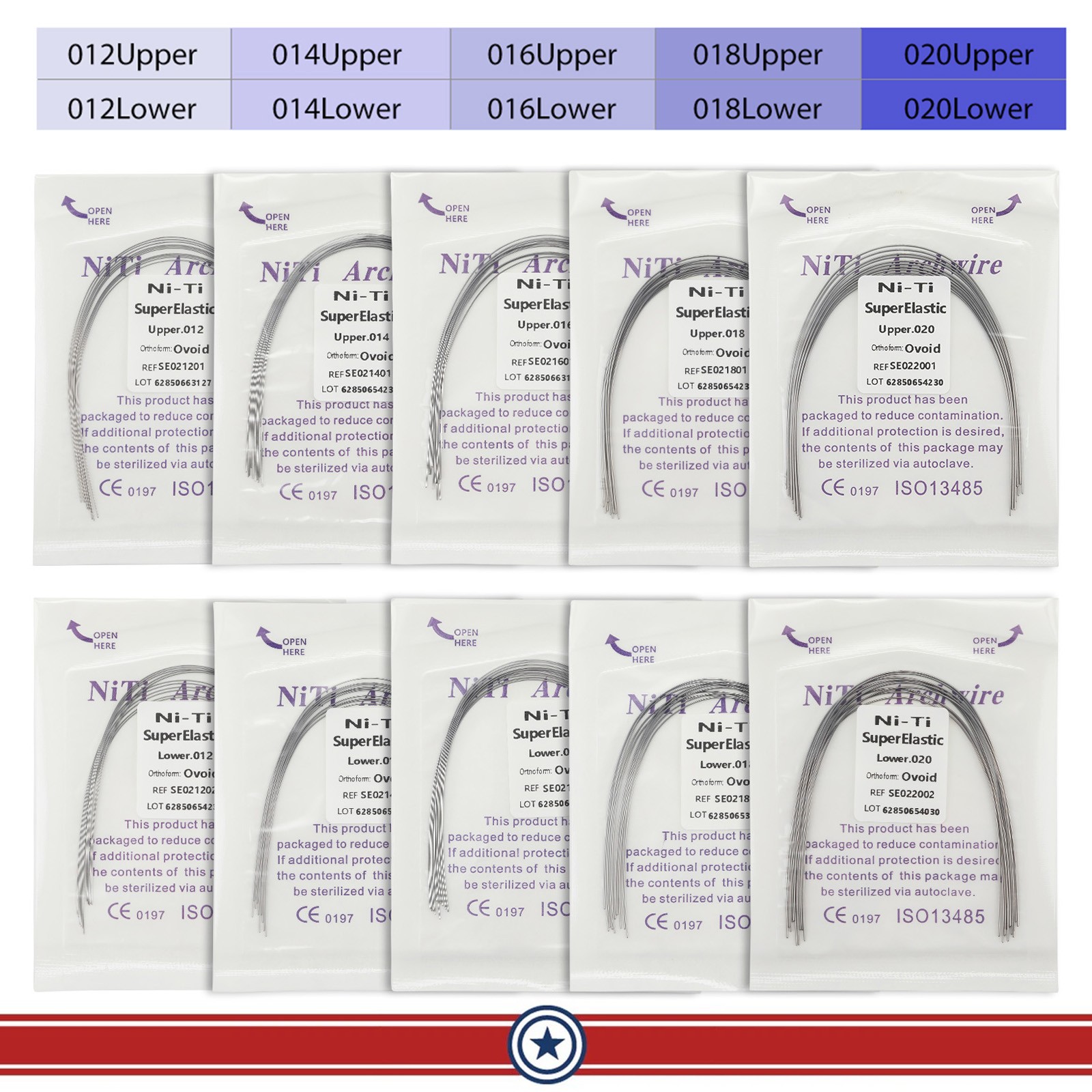 10-2000pcs Dental Orthodontic Super Elastic Niti Arch Wire Round Ovoid Form USA