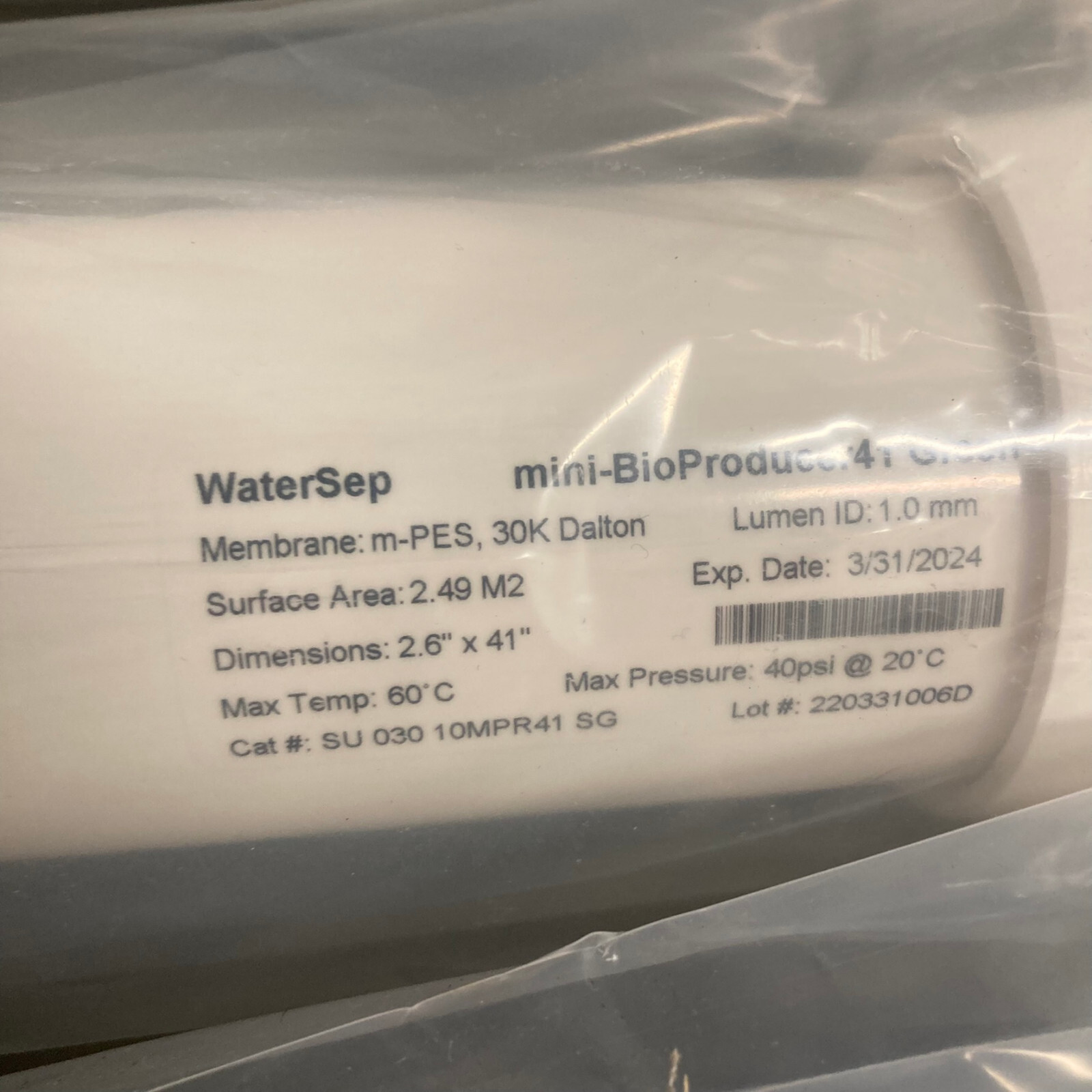 Hollow Fiber Filter Cartridge – WaterSep – 030-10MPR41 – 30k Dalton – 1.0mm