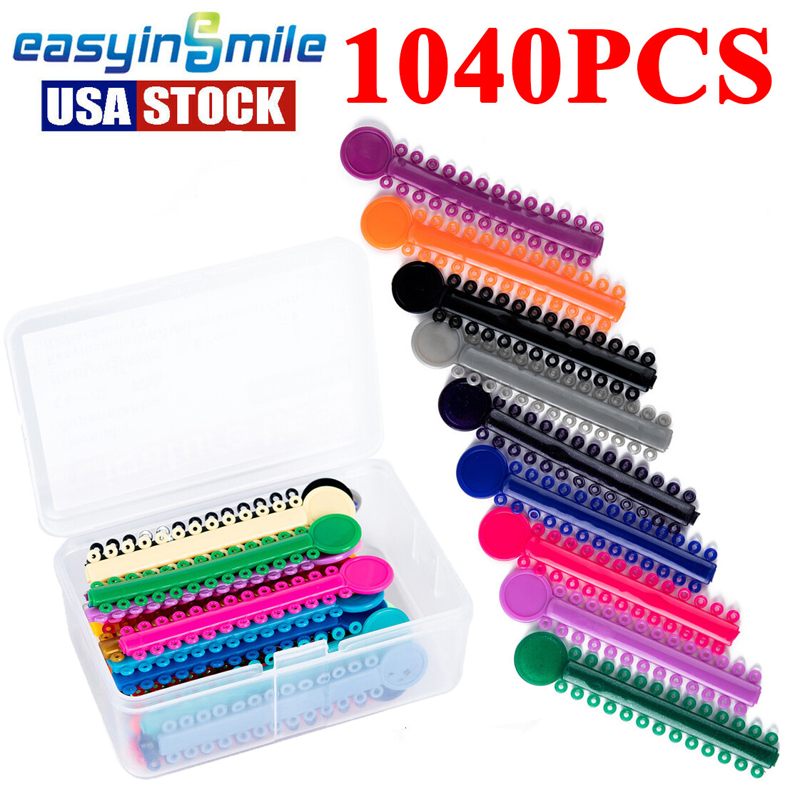 1040pcs Orthodontic Elastic Ligature Ties Rings Dental Rubber Bands for Braces