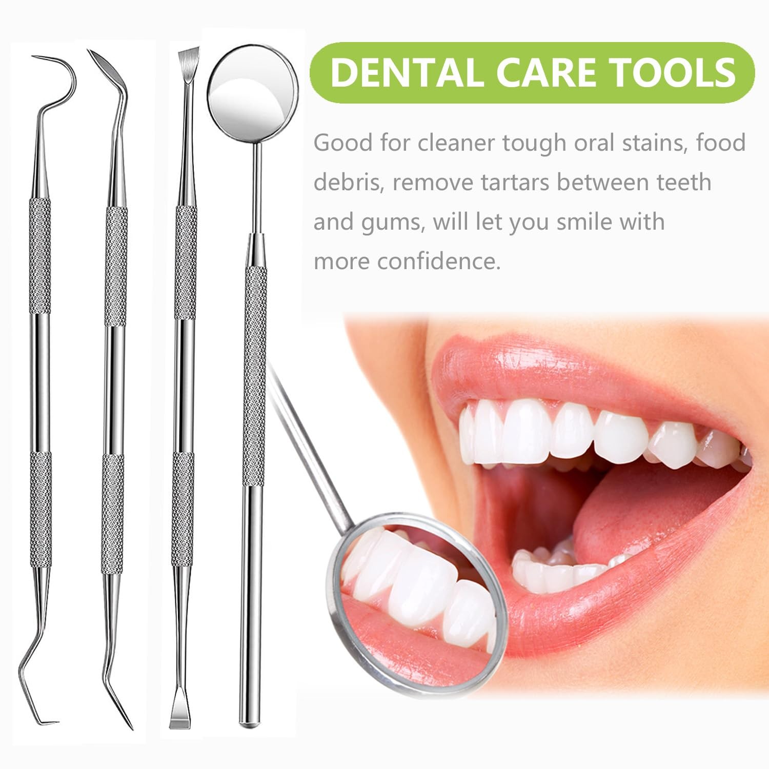 PARYUNGR Dental Tools, Professional Teeth Cleaning 5 Piece Assortment, Silver