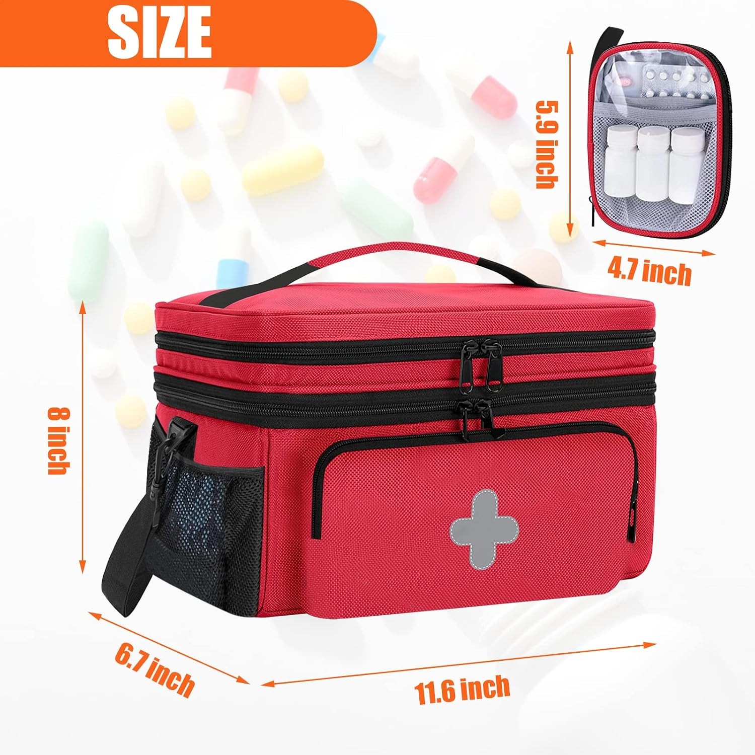 GDNasist First Aid Bag, Portable Medicine Organizer for Travel/Home