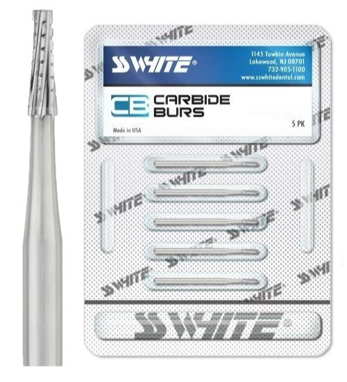 SS White 14071-5 FG #701 Surgical Length Taper Fissure Crosscut Carbide Burs 5Pk