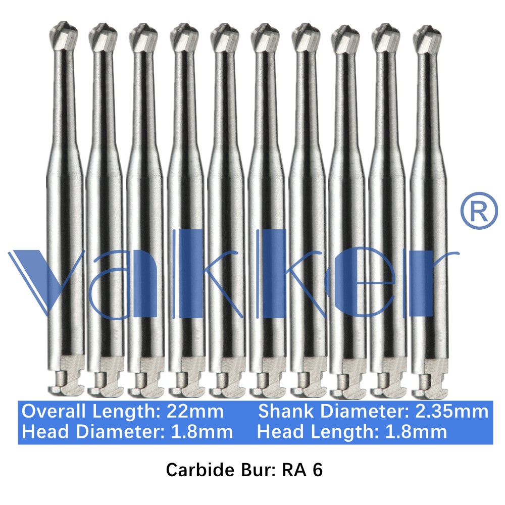 10/pk Dental Carbide Burs RA Latch Type 22mm Inverted Cone Football Low Speed