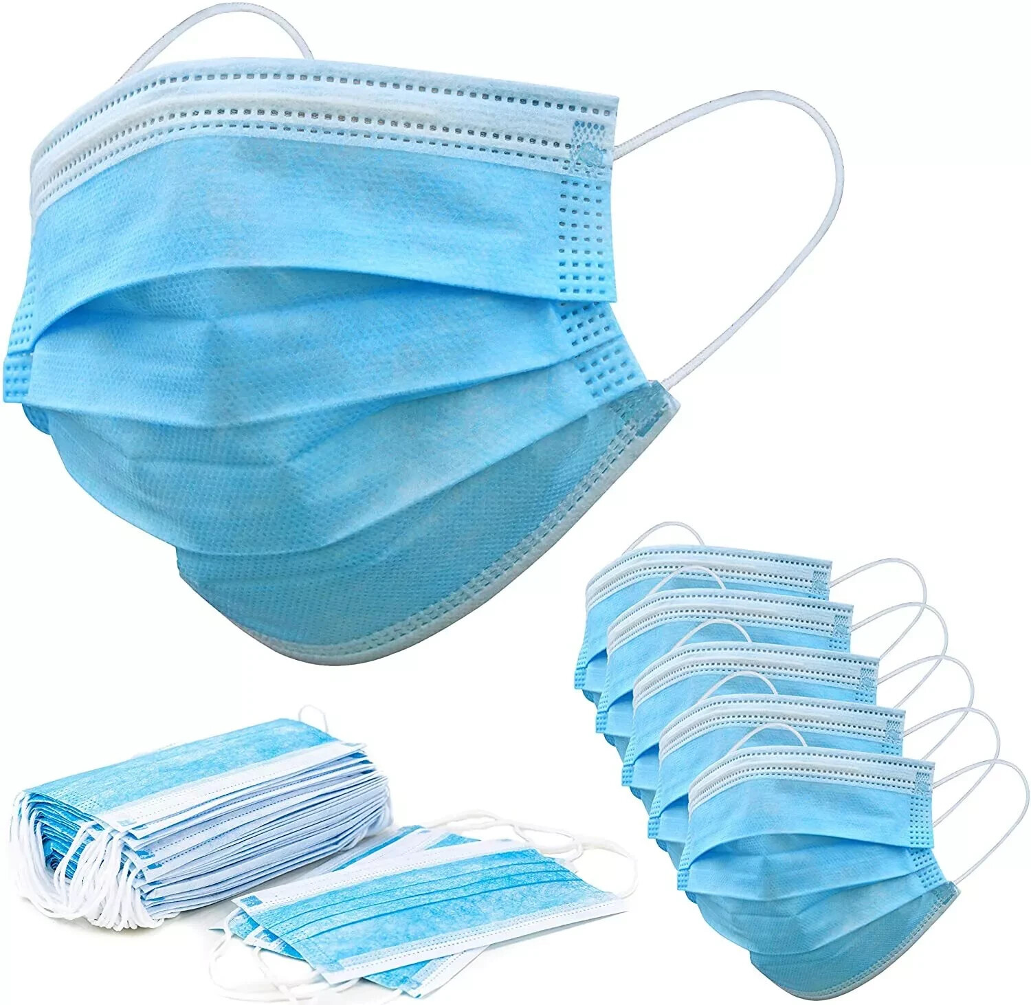 50 PCS 3- Ply Disposable Face Mask Protective Ear Loop Non Medical Mouth Cover