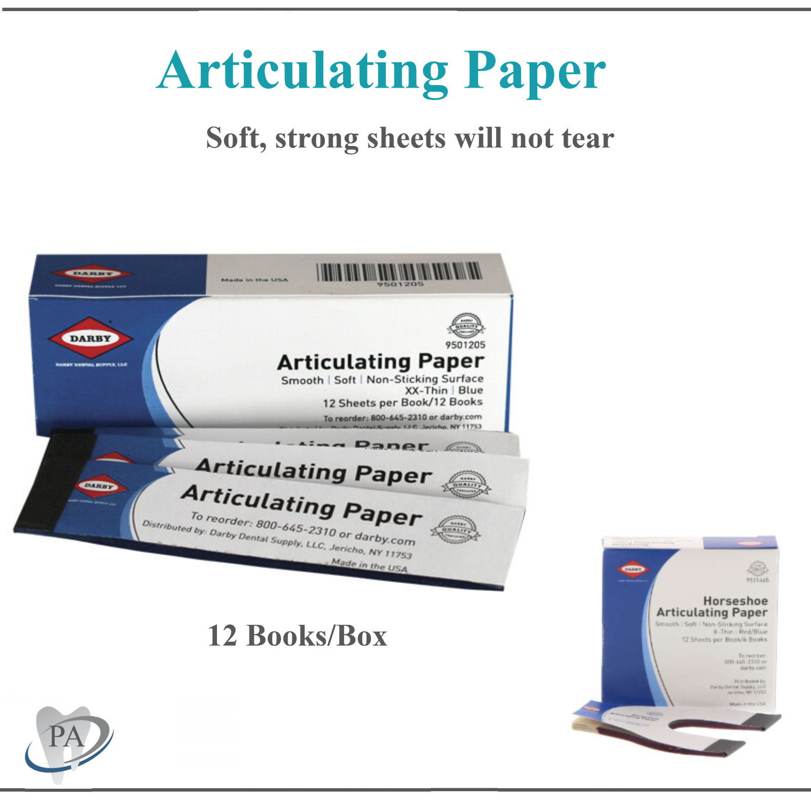 Dental Articulating Paper XXThin, Horseshoe, 89 microns, X-Thick, 127 microns