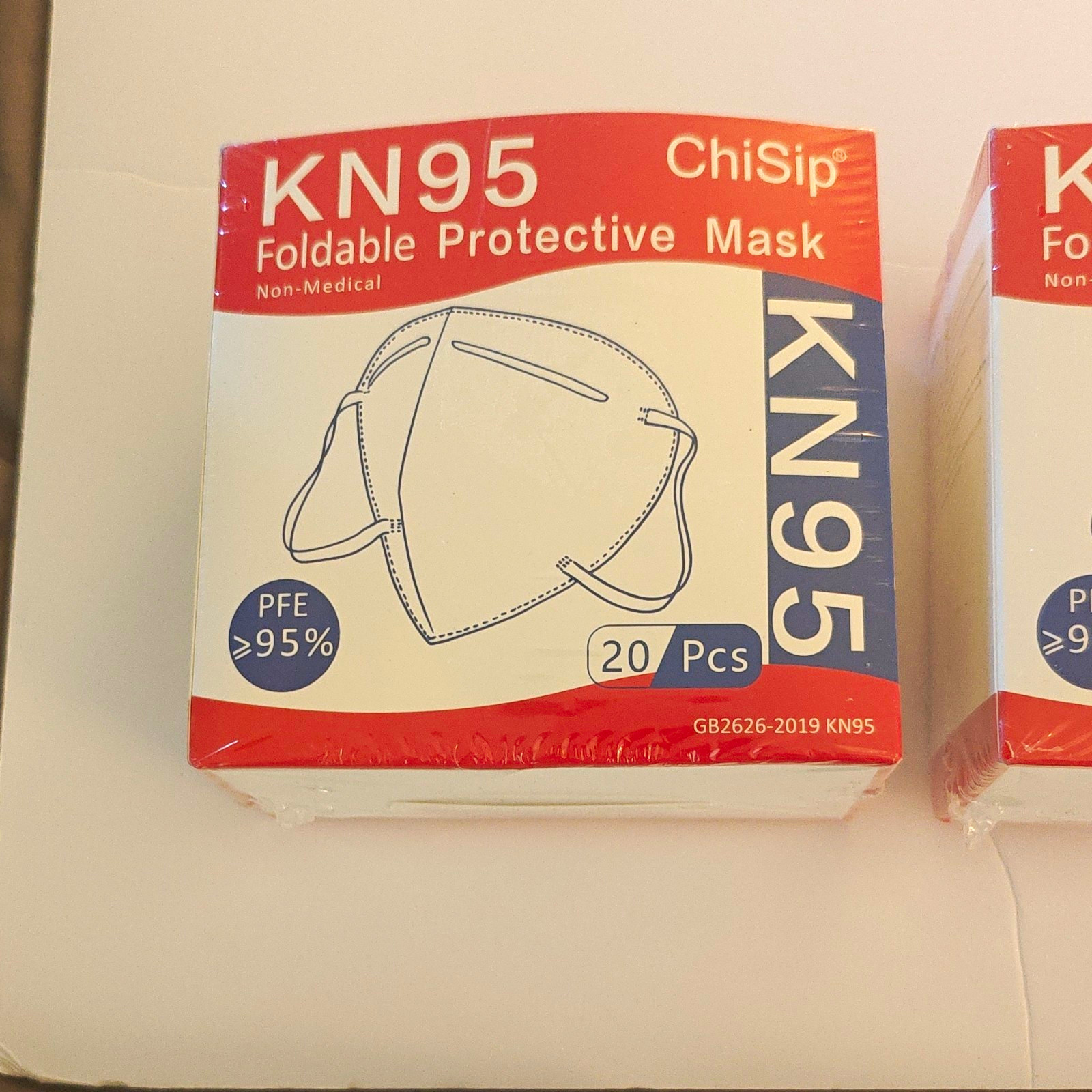 ChiSip KN95 Foldable Protective Mask Non-Medical 20 Pcs, MPN GB2626-2019