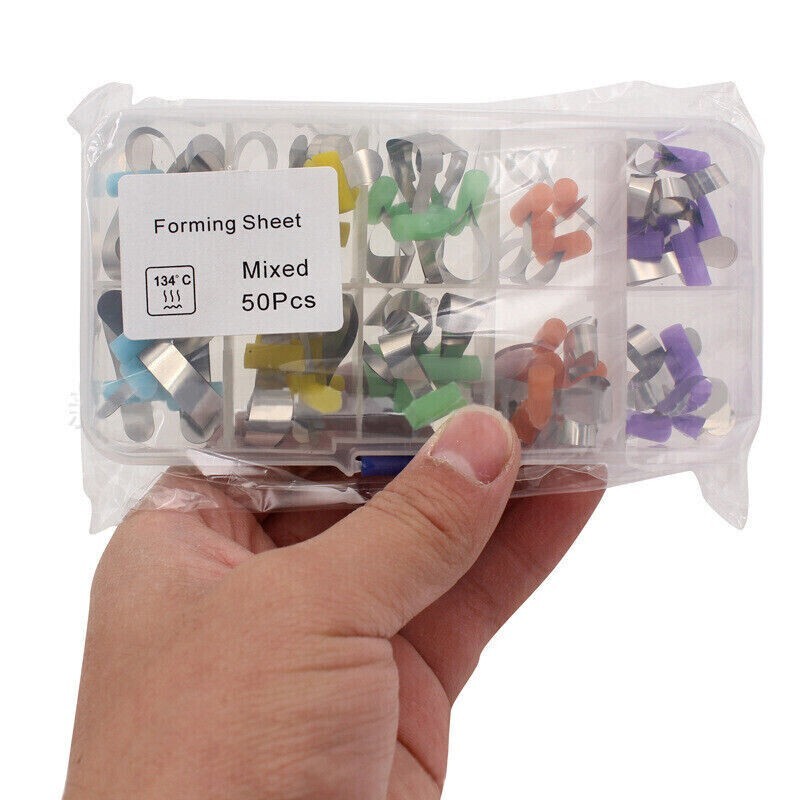 50Pcs/Box Dental Sectional contoured Metal Matrix Bands Retainerless Locker