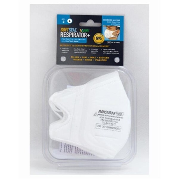 SoftSeal N95 V-Fold Valved Mask – Large – Pack of 3