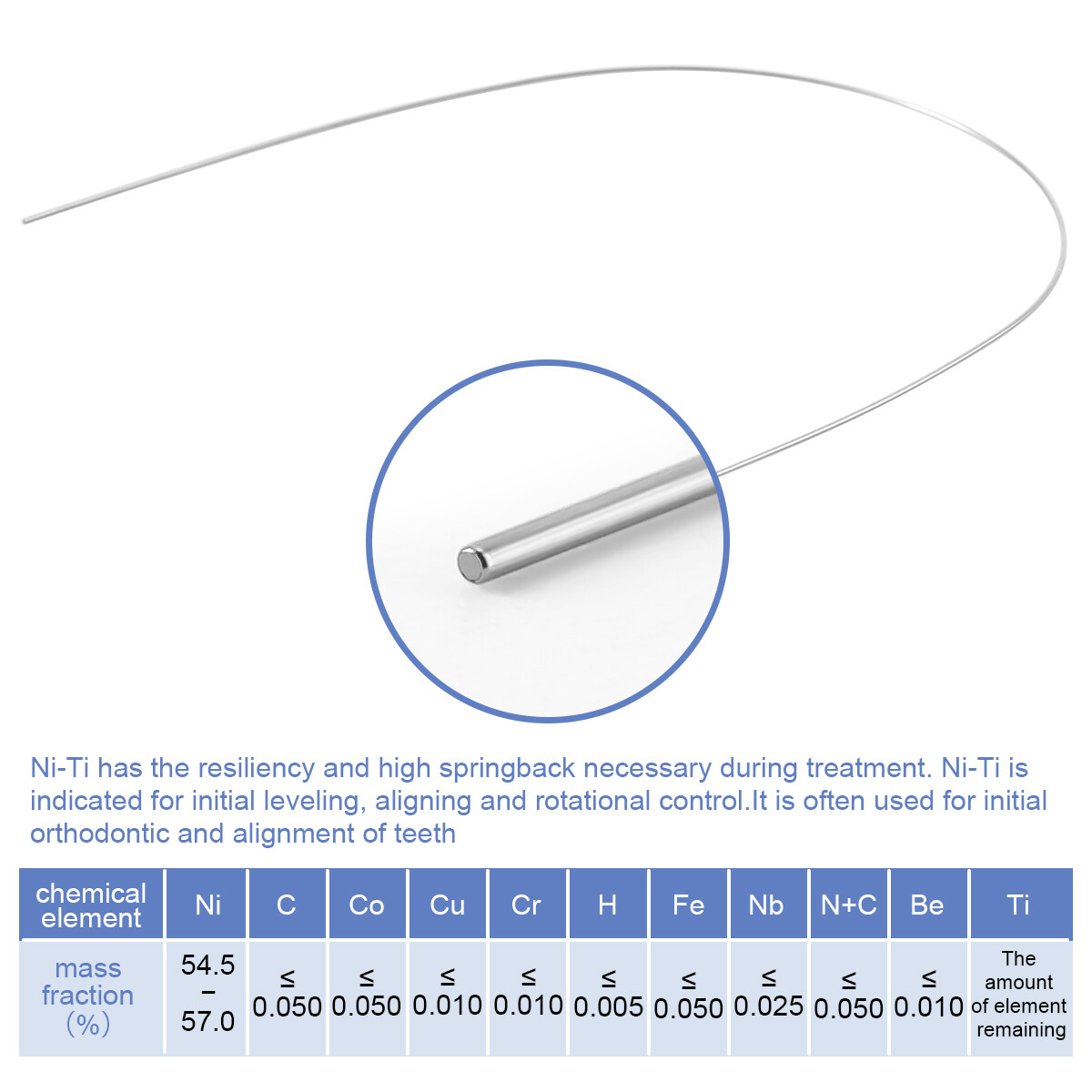 10Pcs/Pack Dental Orthodontic Super Elastic NITI Round Arch Wires Natural Form
