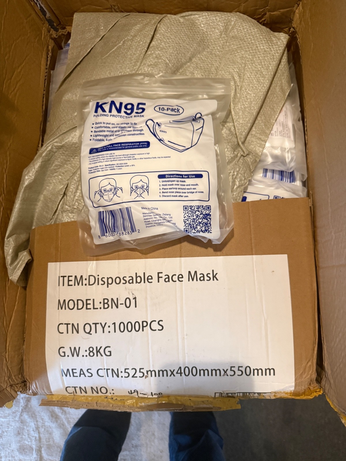 KN95 Face Mask Zejiang BN-01-spec: GB 2626-2006-4-ply-protection 95% $.50 per ma