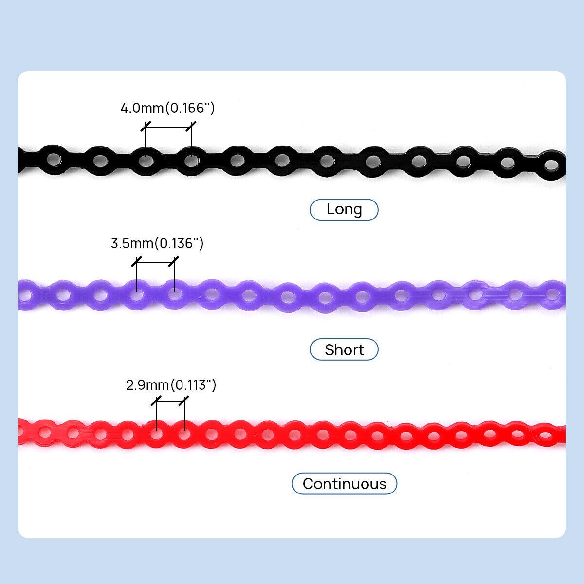 Dental Orthodontic Elastic Ultra Power Chain Long/Short/Continuous 44 Color