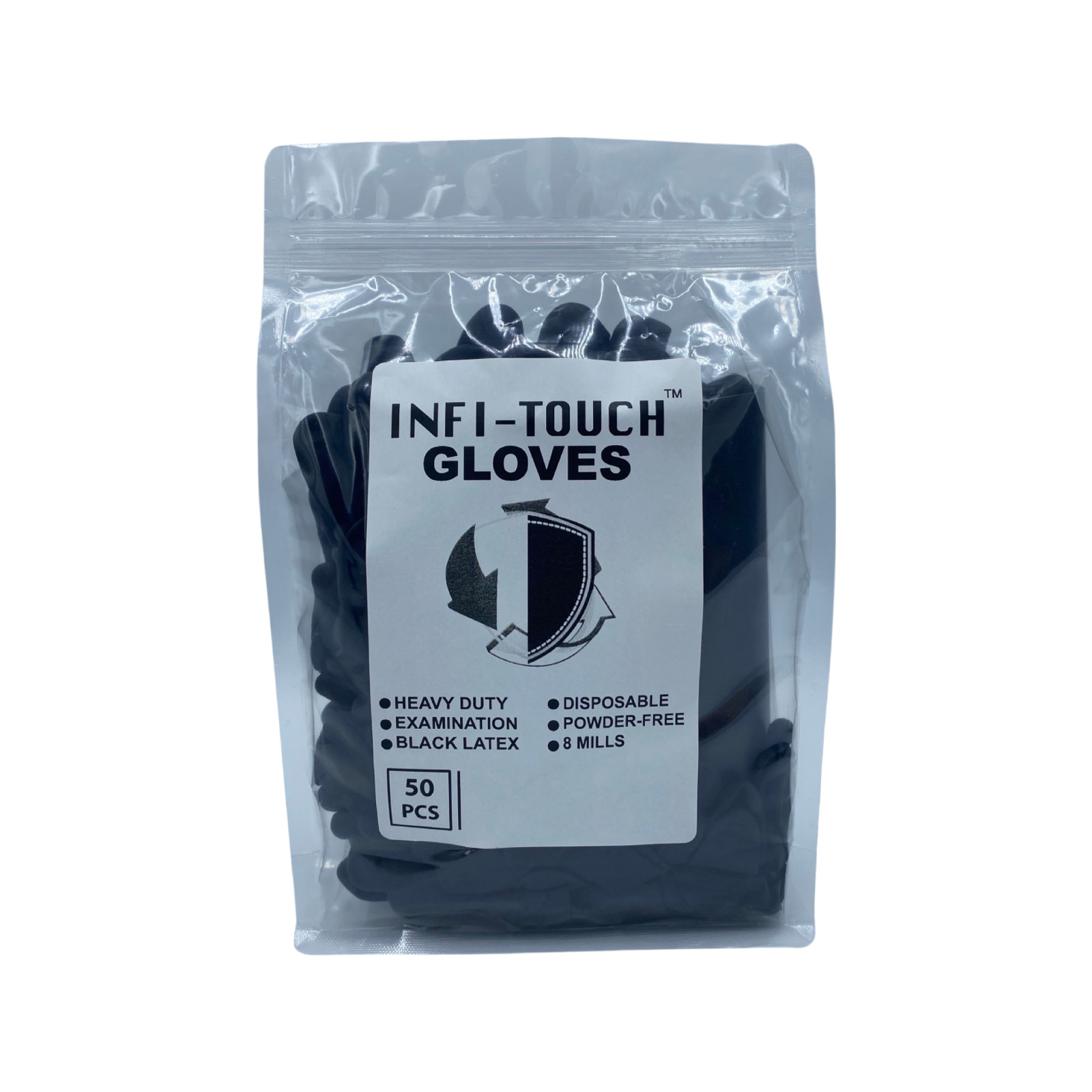 Latex Gloves, 50 PCS, Black, 12″ Length, Powder free, S, M, L, XL
