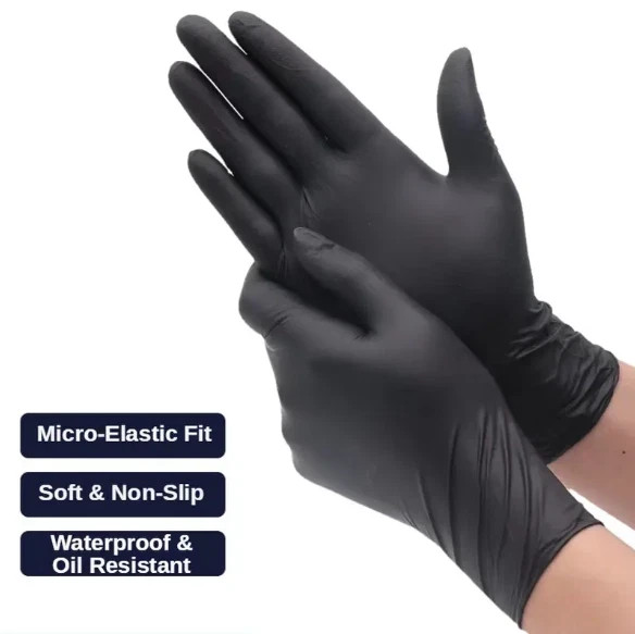6 Mil Black Nitrile Gloves Disposable Heavy Duty Powder Free Latex Free S-2XL