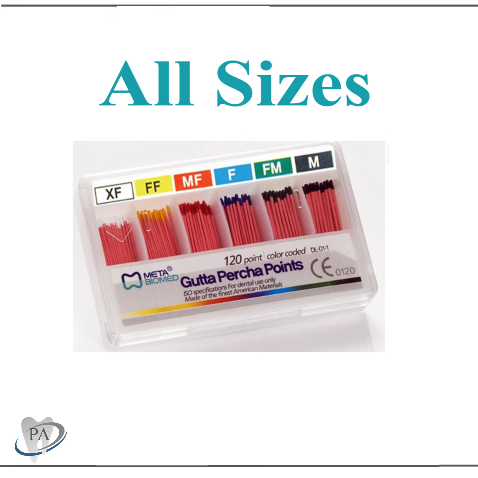 Dental Endo Gutta Percha Points 120/pk Meta Standart Coarse Medium Fine X-Fine