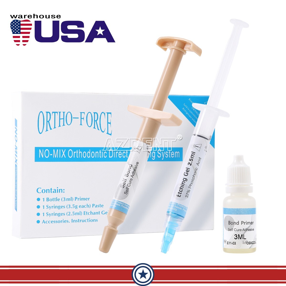 Dental Orthodontic Adhesive Resin Syringe Paste Kit Bonding For Brackets Braces
