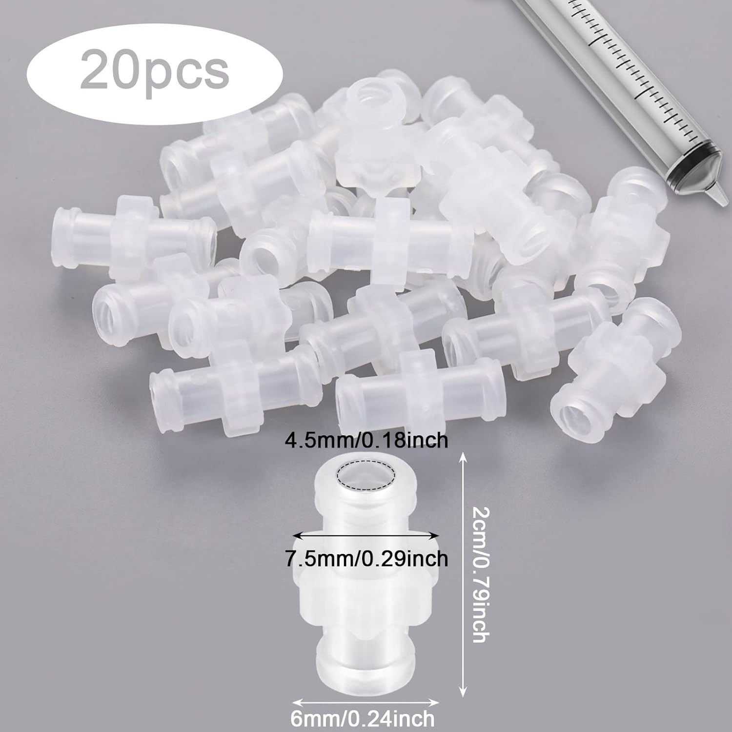 20 Pcs Syringe Adaptor, Luer Lock Female Luer Syringe to Syringes Transfer Joint