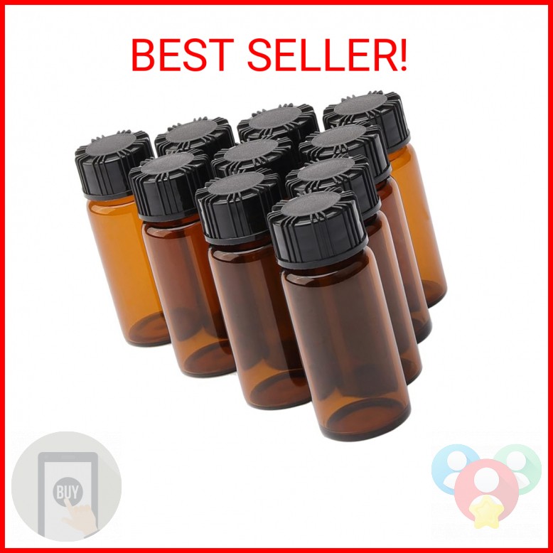 Jiuwu 10 Pack Glass Vials with Screw Caps,Amber Small Bottle,10 Ml Glass Jars,Bo