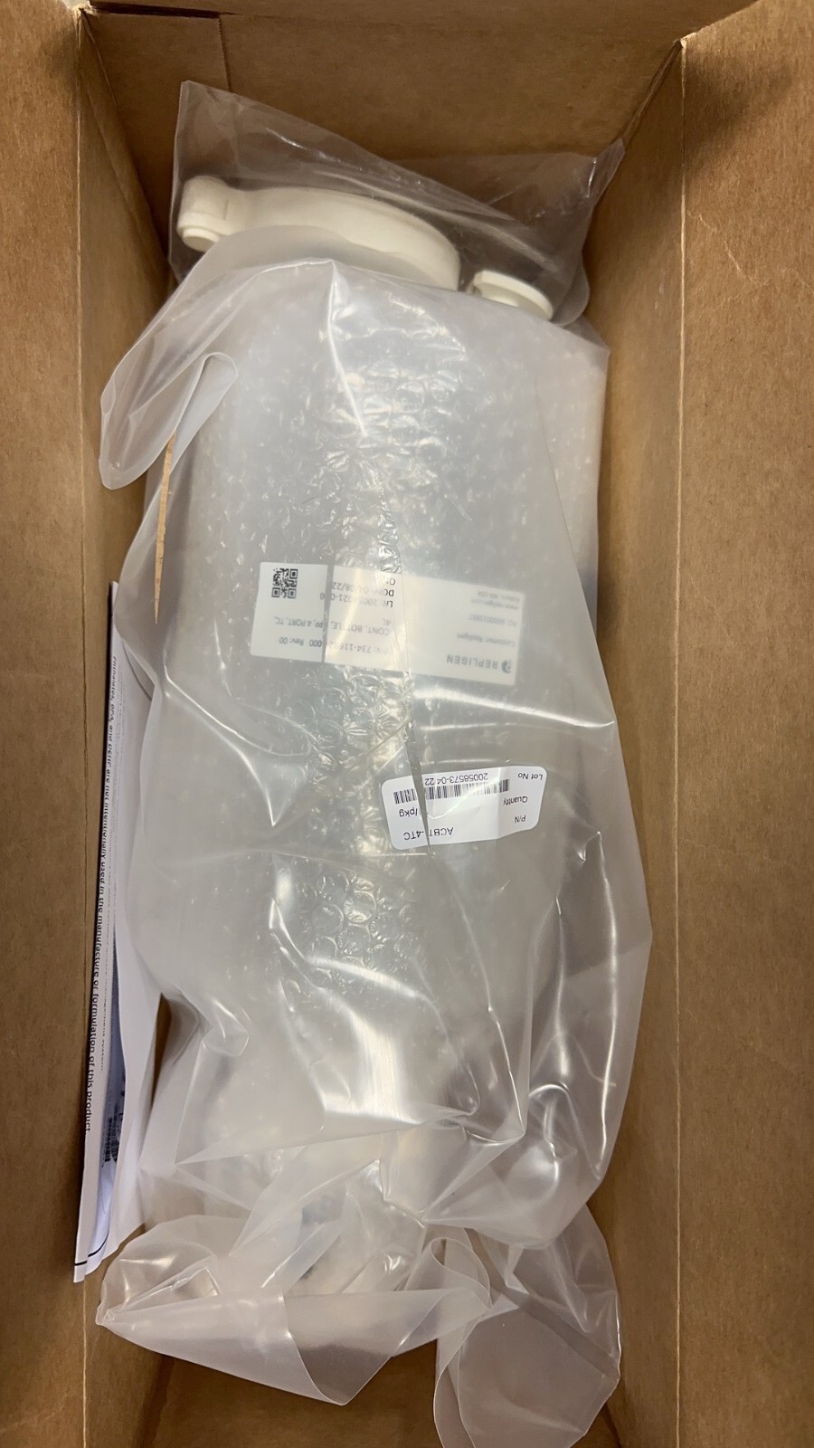 New REPLIGEN 4L 4000mL 3-Mini TC Reservoir Bottle Non-Sterile 3/8” HB ACBT-4TC